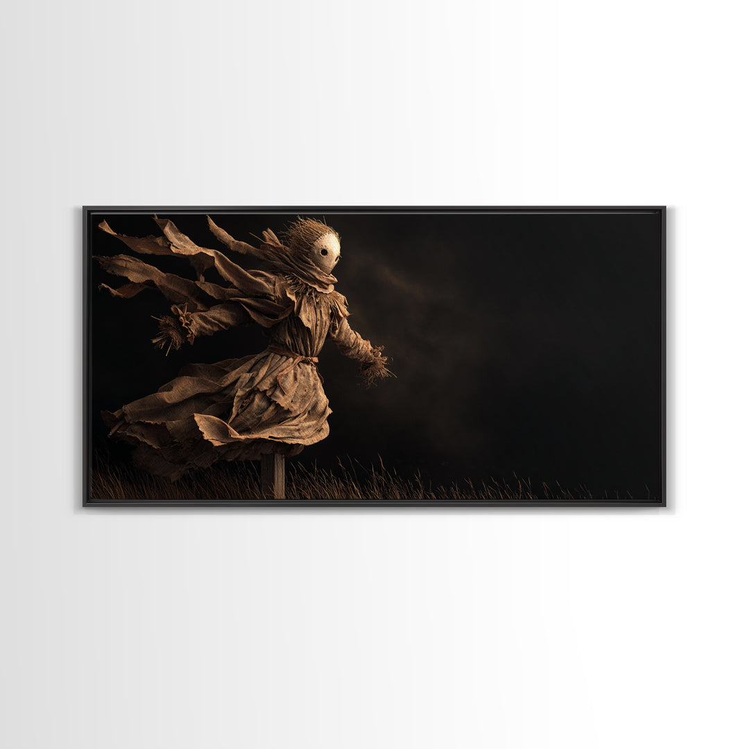 The Living Scarecrow, Apocalyptic Romantic Art, Wide Panoramic Art, Gothic Horror Wall Art, Canvas Print, Halloween Wall Art
