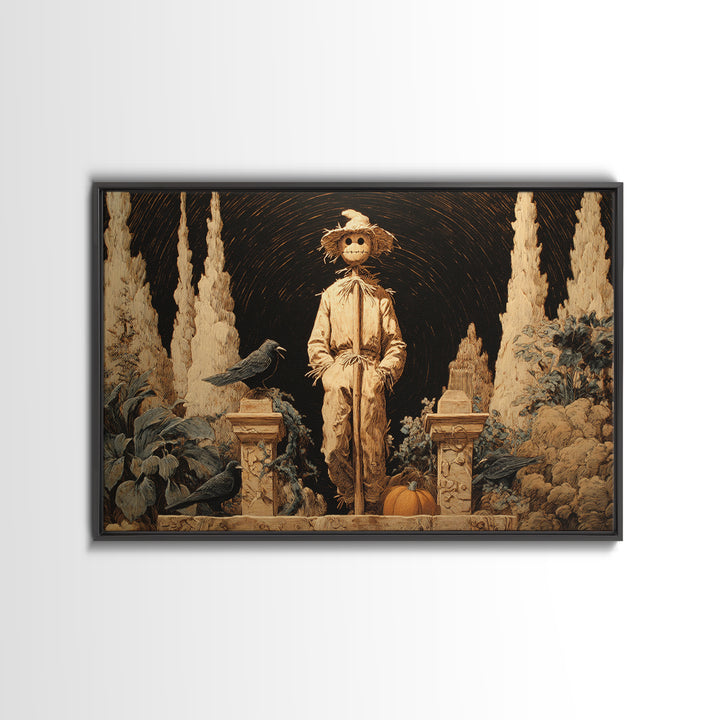 The Living Scarecrow, Symbolist Gothic Landscape, Landscape Wall Art, Macabre Wall Art, Canvas Print, Halloween Wall Art, Gothic Home Decor