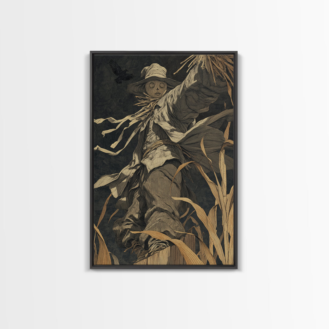 The Living Scarecrow, Dark Symbolist Art, Vertical Wall Art, Dark Halloween Decor, Canvas Print, Halloween Wall Art