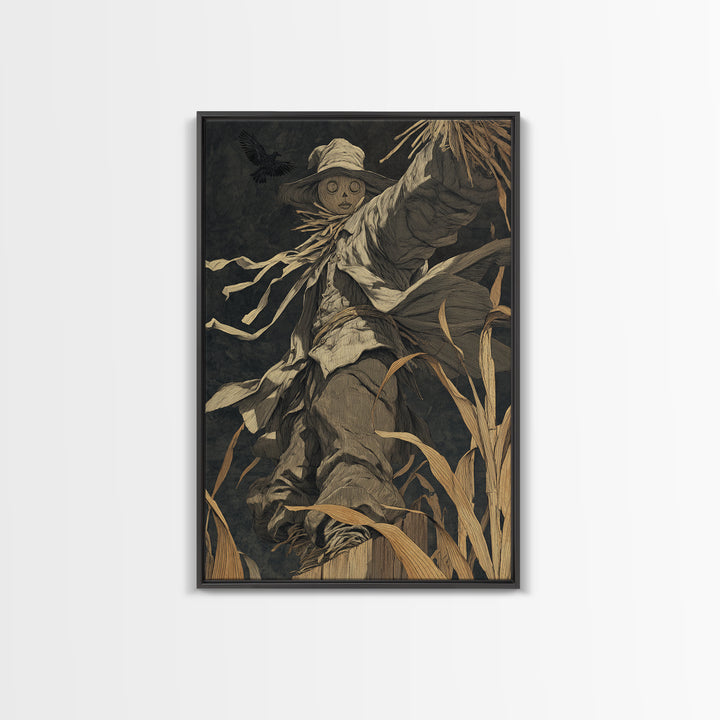 The Living Scarecrow, Dark Symbolist Art, Vertical Wall Art, Dark Halloween Decor, Canvas Print, Halloween Wall Art