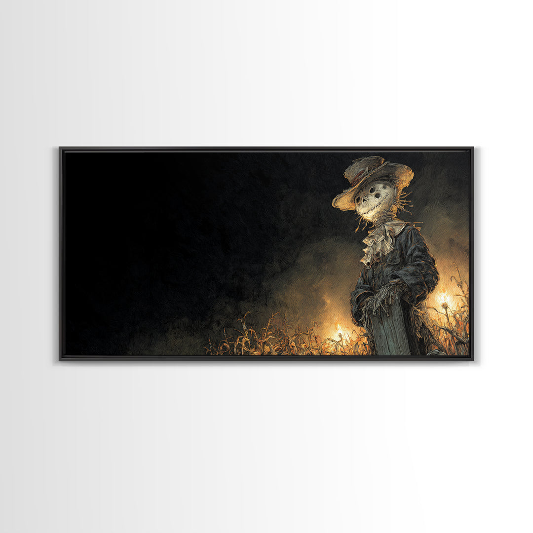 The Living Scarecrow, Grotesque Carnival Art, Wide Panoramic Art, Macabre Wall Art, Canvas Print, Halloween Wall Art
