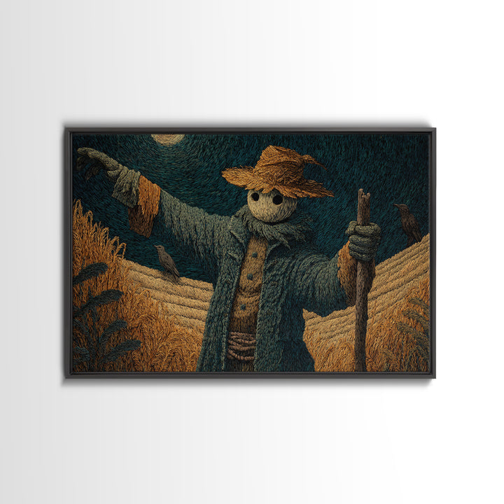 The Living Scarecrow, Expressionist Gothic Art, Landscape Wall Art, Macabre Wall Art, Framed Canvas Print, Halloween Wall Art