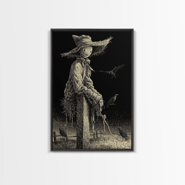 The Living Scarecrow, Victorian Macabre Art, Vertical Wall Art, Dark Halloween Decor, Canvas Print, Halloween Wall Art