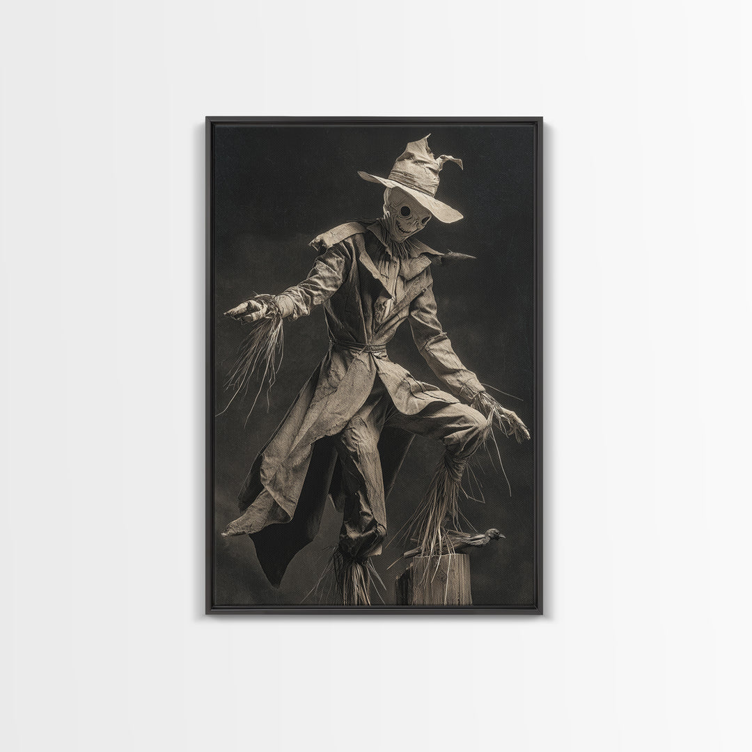 The Living Scarecrow, Biomechanical Horror Art, Vertical Wall Art, Macabre Wall Art, Framed Canvas Print, Halloween Wall Art