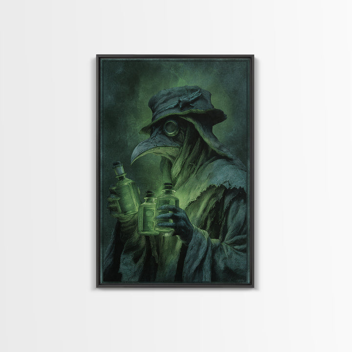 The Plague Doctor, Dark Renaissance Art, Vertical Wall Art, Dark Fantasy Wall Art, Framed Canvas Print, Halloween Wall Art