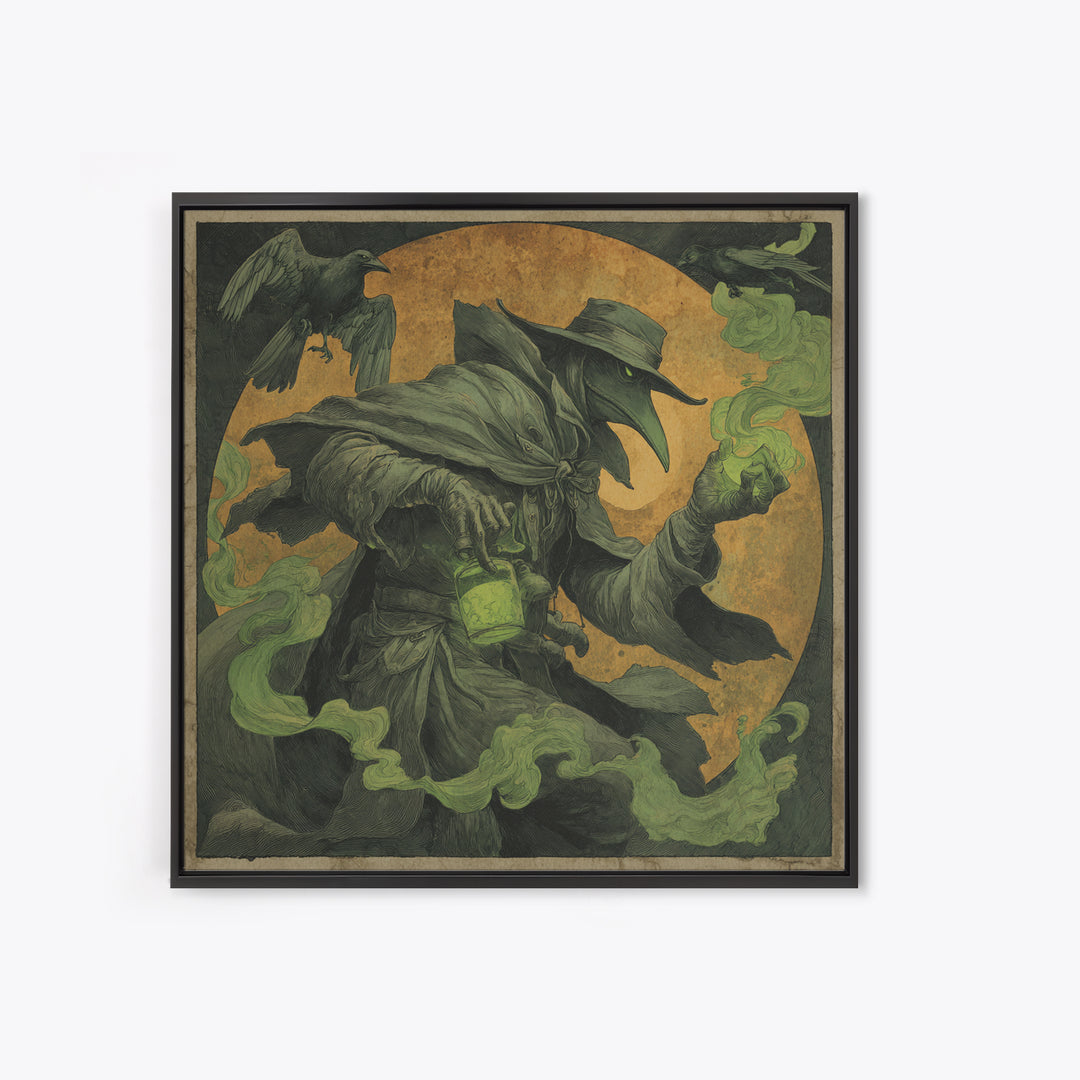 The Plague Doctor, Danse Macabre Art, Square Wall Art, Macabre Wall Art, Canvas Print, Halloween Wall Art