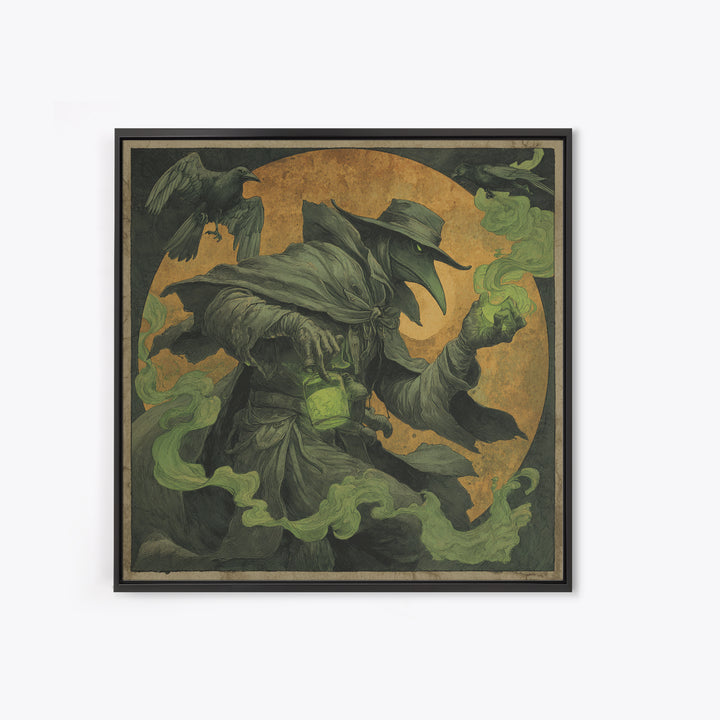 The Plague Doctor, Danse Macabre Art, Square Wall Art, Macabre Wall Art, Canvas Print, Halloween Wall Art