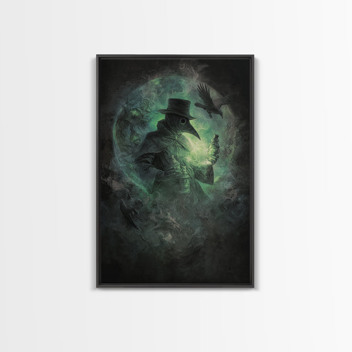 The Plague Doctor, Dark Romantic Horror Art, Vertical Wall Art, Dark Fantasy Wall Art, Framed Canvas Print, Halloween Wall Art