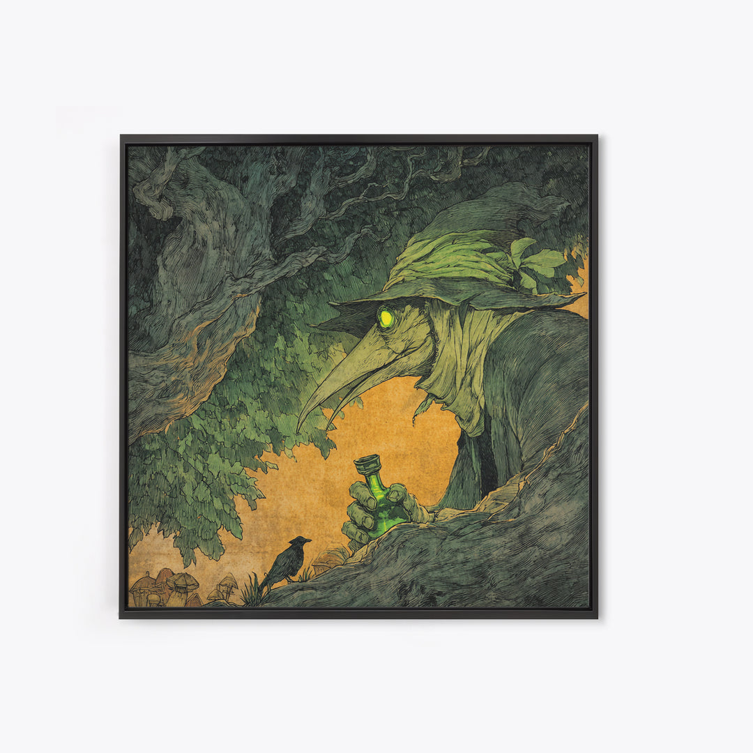 The Plague Doctor, Gothic Storybook Art, Square Wall Art, Macabre Wall Art, Canvas Print, Halloween Wall Art, Horror Wall Art