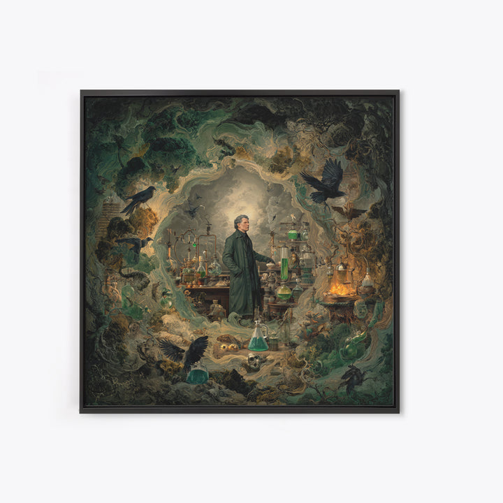 The Mad Alchemist, Baroque Witchcraft Art, Square Wall Art, Gothic Horror Wall Art, Canvas Print, Halloween Wall Art