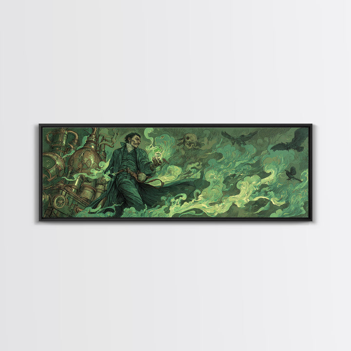 The Mad Alchemist, Decadent Gothic Art, Extra Wide Wall Art, Macabre Wall Art, Canvas Print, Halloween Wall Art, Halloween Decor