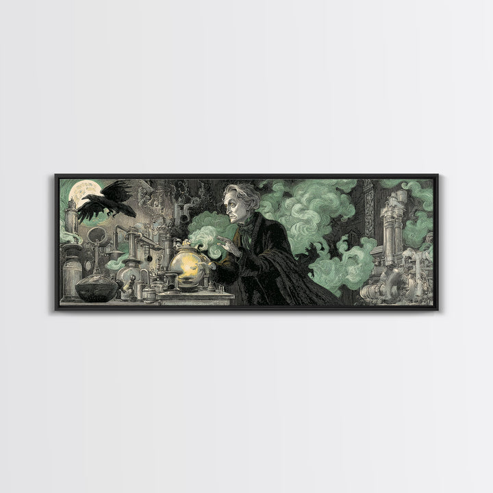 The Mad Alchemist, Victorian Macabre Art, Extra Wide Wall Art, Dark Halloween Decor, Canvas Print, Halloween Wall Art, Gothic Home Decor