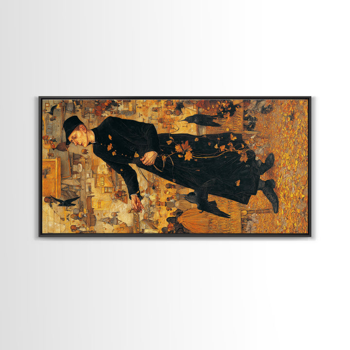 The Sinister Undertaker, Northern Renaissance Horror, Wide Panoramic Art, Macabre Wall Art, Canvas Print, Halloween Wall Art