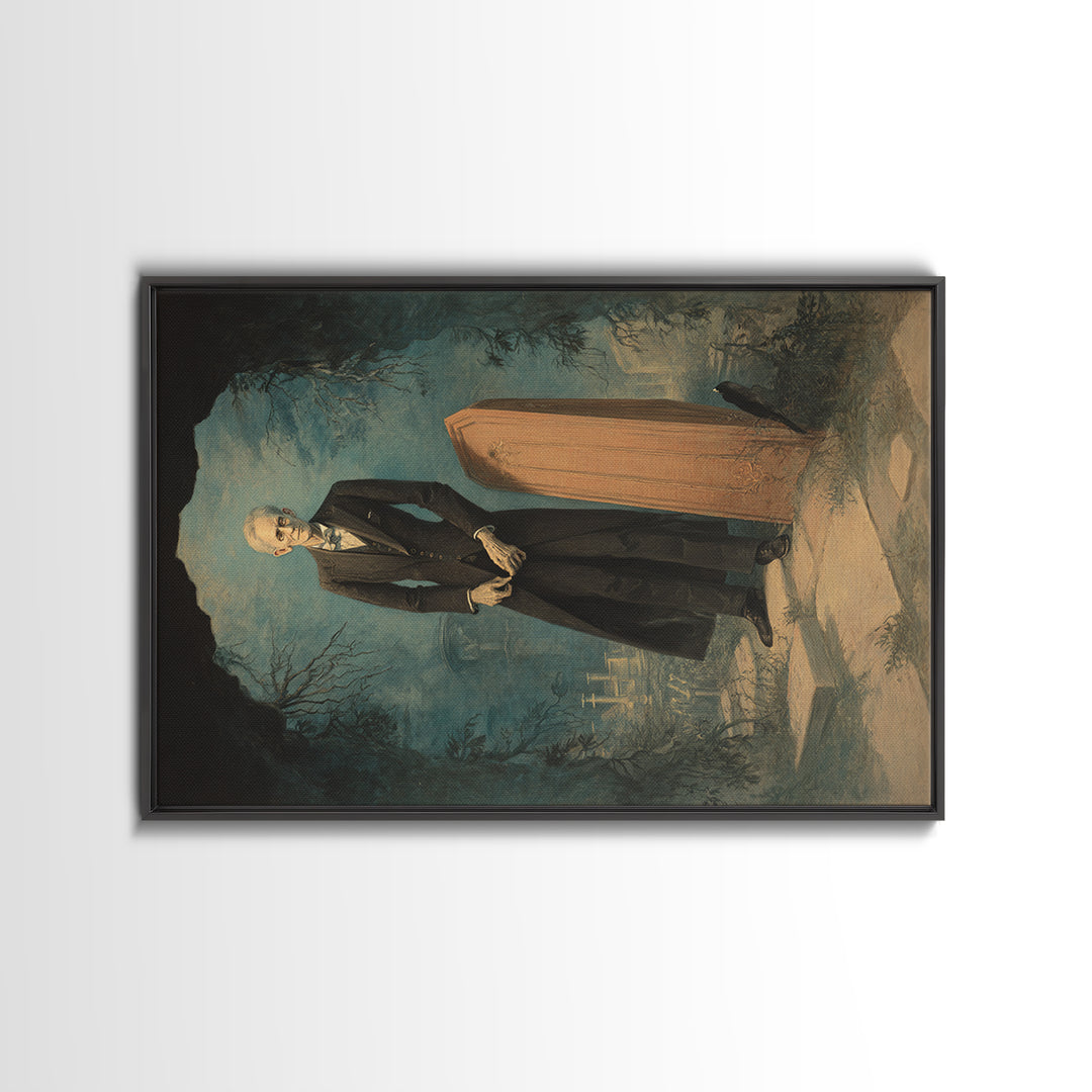 The Sinister Undertaker, Romantic Gothic Landscape, Landscape Wall Art, Macabre Wall Art, Framed Canvas Print, Halloween Wall Art