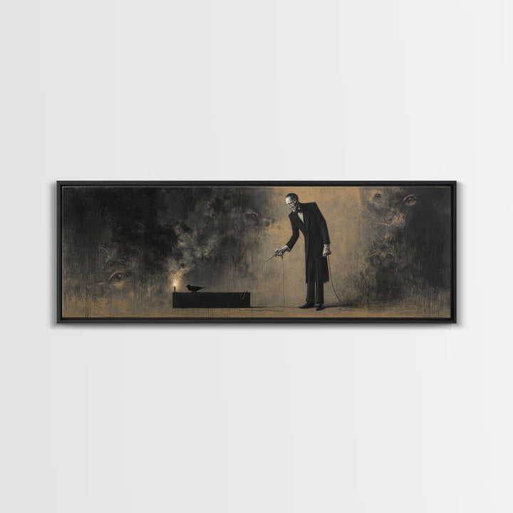 The Sinister Undertaker, Symbolist Dream Art, Extra Wide Wall Art, Macabre Wall Art, Canvas Print, Halloween Wall Art