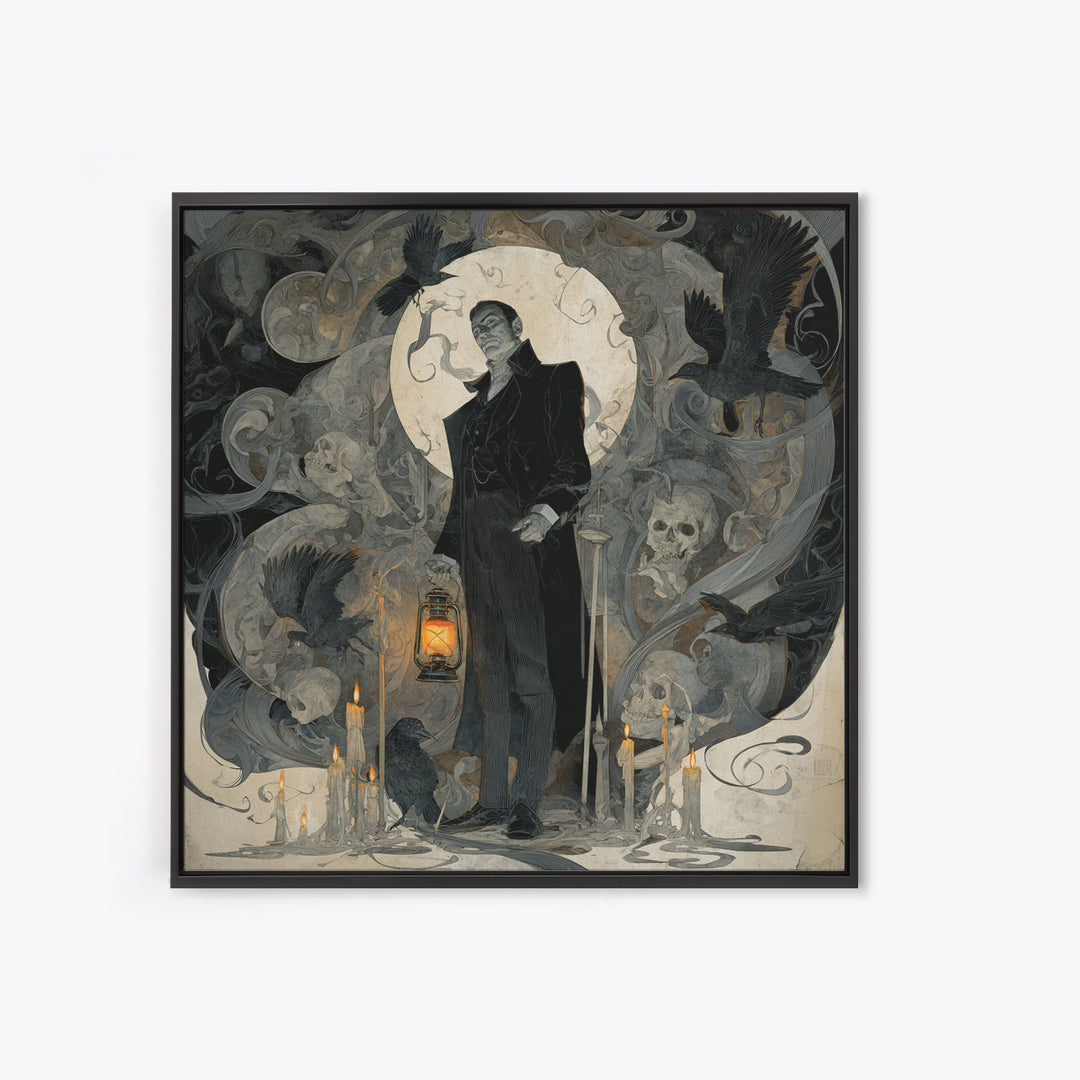 The Sinister Undertaker, Decadent Gothic Art, Square Wall Art, Dark Fantasy Wall Art, Canvas Print, Halloween Wall Art