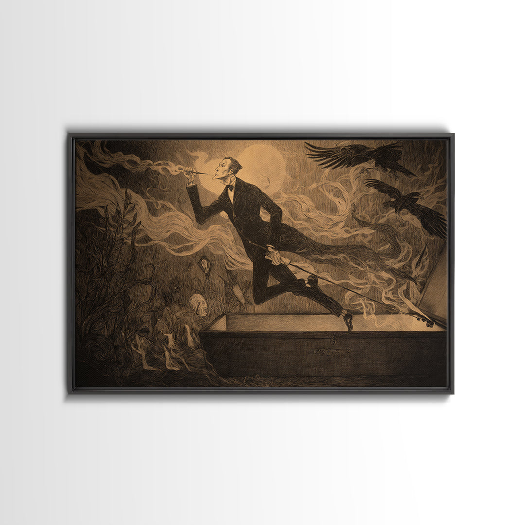 The Sinister Undertaker, Expressionist Nightmare Art, Landscape Wall Art, Macabre Wall Art, Canvas Print, Halloween Wall Art