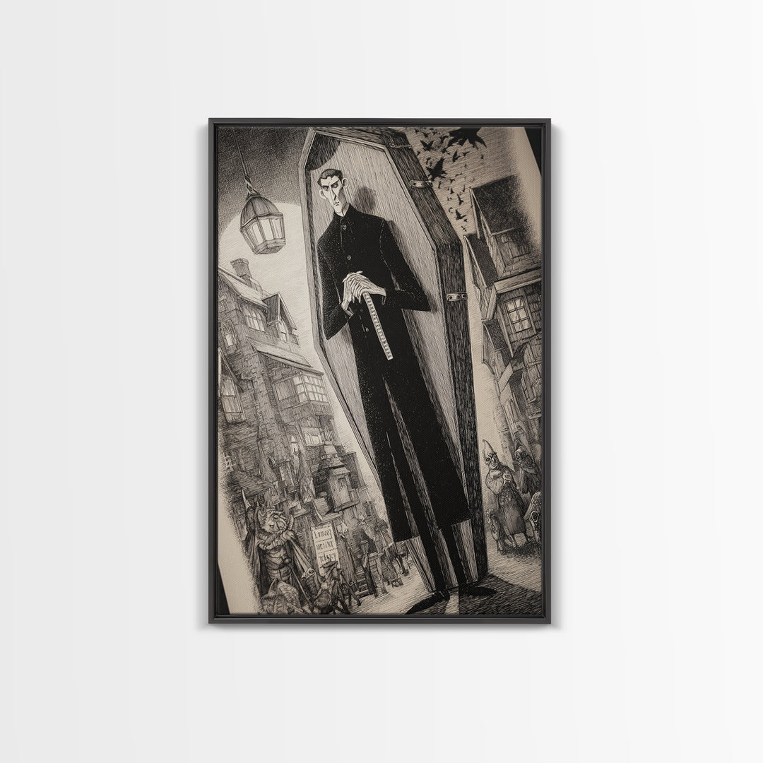 The Sinister Undertaker, Victorian Macabre Art, Vertical Wall Art, Macabre Wall Art, Canvas Print, Halloween Wall Art, Gothic Home Decor