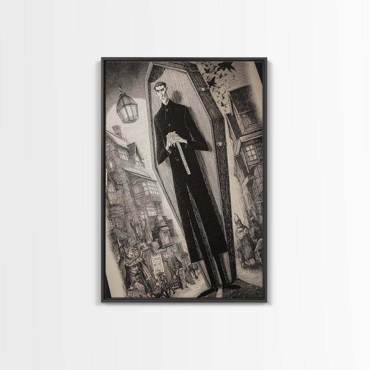 The Sinister Undertaker, Victorian Macabre Art, Vertical Wall Art, Macabre Wall Art, Canvas Print, Halloween Wall Art, Gothic Home Decor