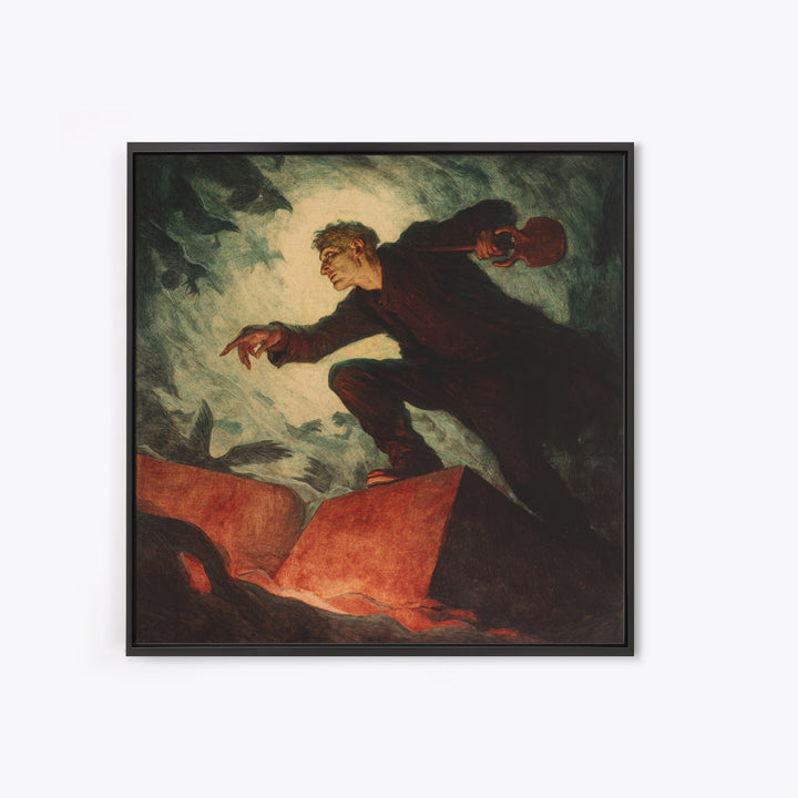 The Lantern Gravedigger, Dark Symbolist Art, Square Wall Art, Dark Halloween Decor, Canvas Print, Halloween Wall Art