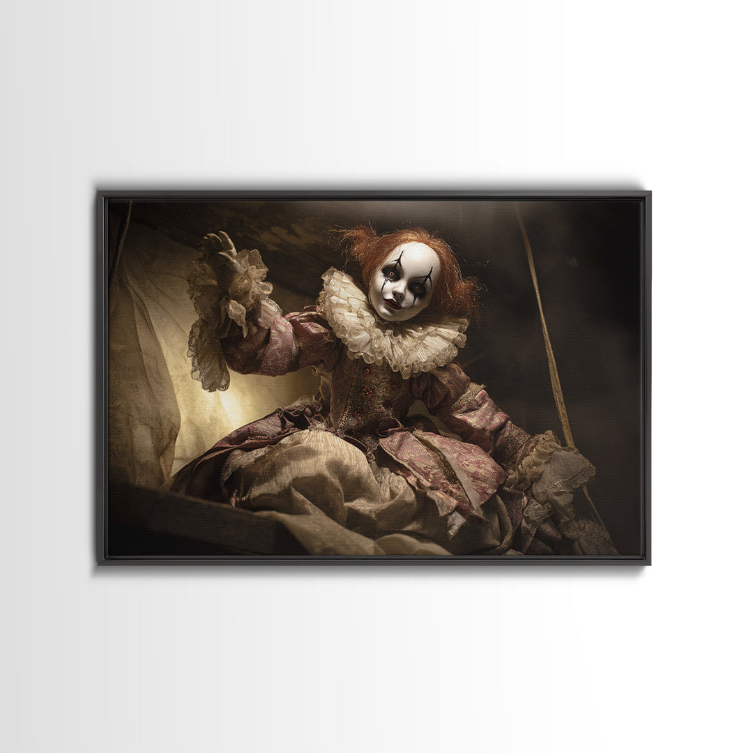 The Haunted Porcelain Doll, Danse Macabre Art, Landscape Wall Art, Macabre Wall Art, Framed Canvas Print