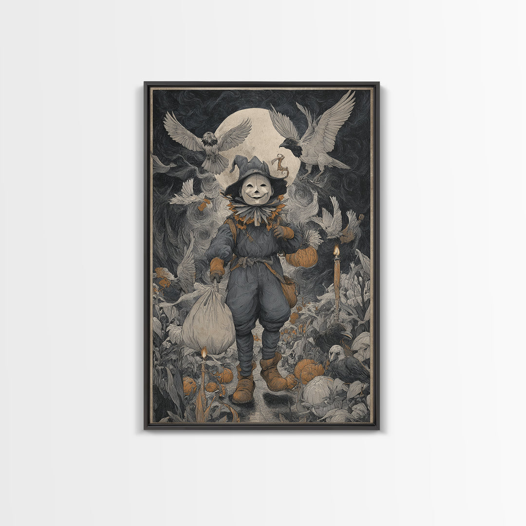 The Masked Candy Collector, Expressionist Gothic Art, Vertical Wall Art, Dark Fantasy Wall Art, Canvas Print, Halloween Wall Art