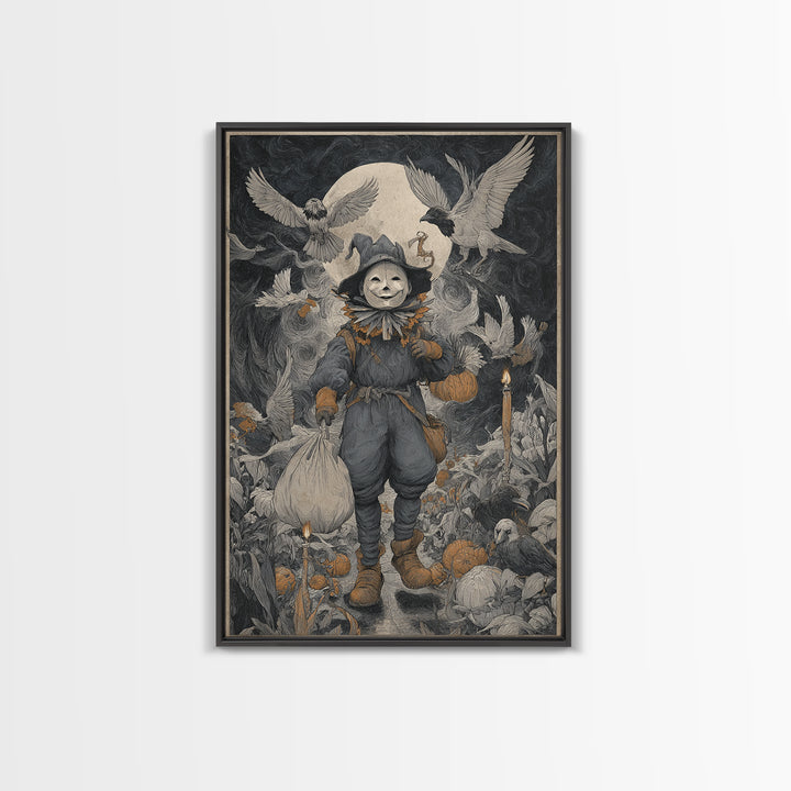 The Masked Candy Collector, Expressionist Gothic Art, Vertical Wall Art, Dark Fantasy Wall Art, Canvas Print, Halloween Wall Art