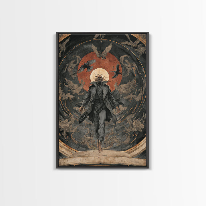 The Shadow Person, Dark Renaissance Art, Vertical Wall Art, Dark Fantasy Wall Art, Framed Canvas Print, Halloween Wall Art