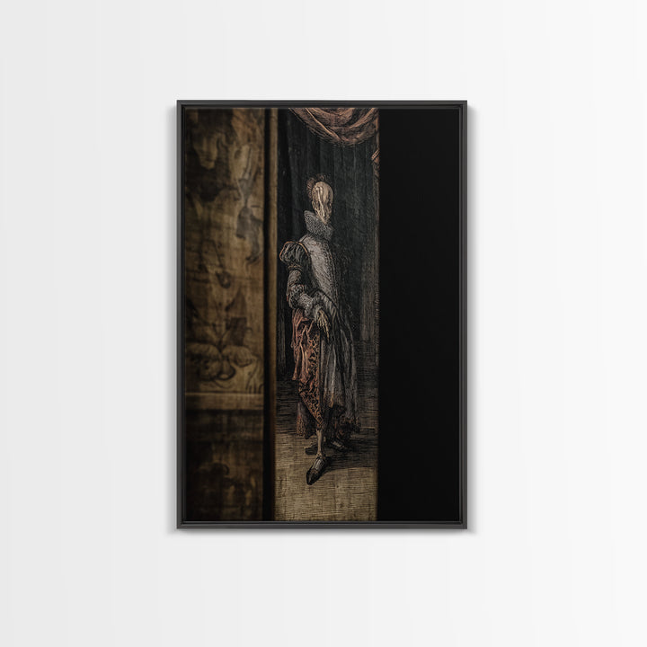 The Shadow Person, Danse Macabre Art, Vertical Wall Art, Gothic Horror Wall Art, Framed Canvas Print, Halloween Wall Art