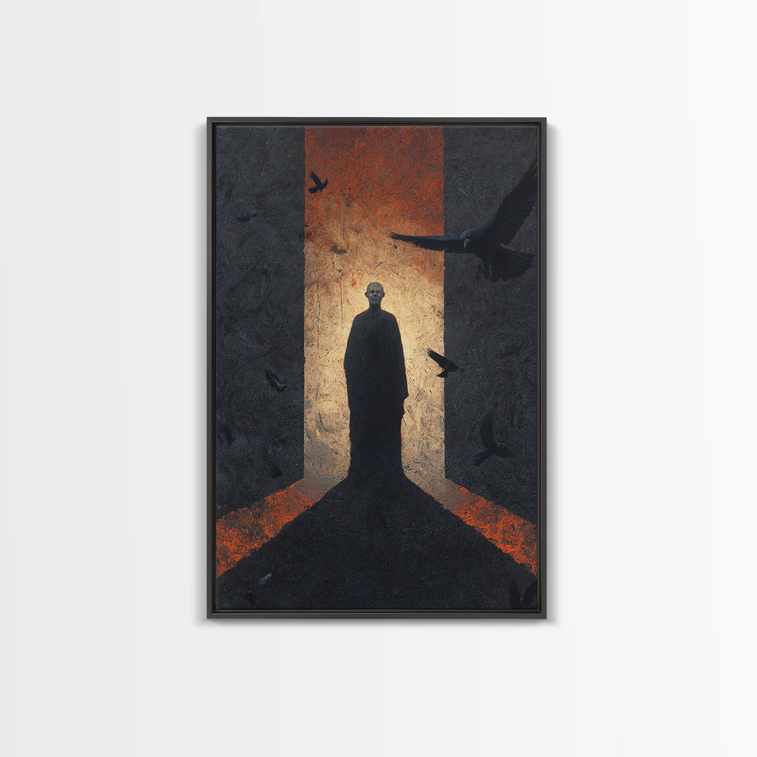 The Shadow Person, Visionary Gothic Art, Vertical Wall Art, Dark Fantasy Wall Art, Canvas Print, Halloween Wall Art, Spooky Wall Decor