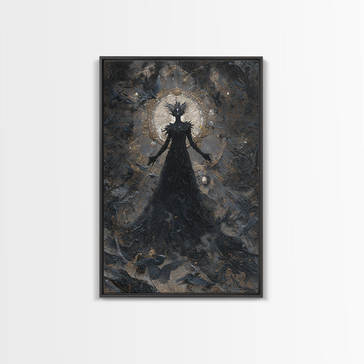 The Shadow Person, Ornate Symbolist Art, Vertical Wall Art, Gothic Horror Wall Art, Framed Canvas Print, Halloween Wall Art