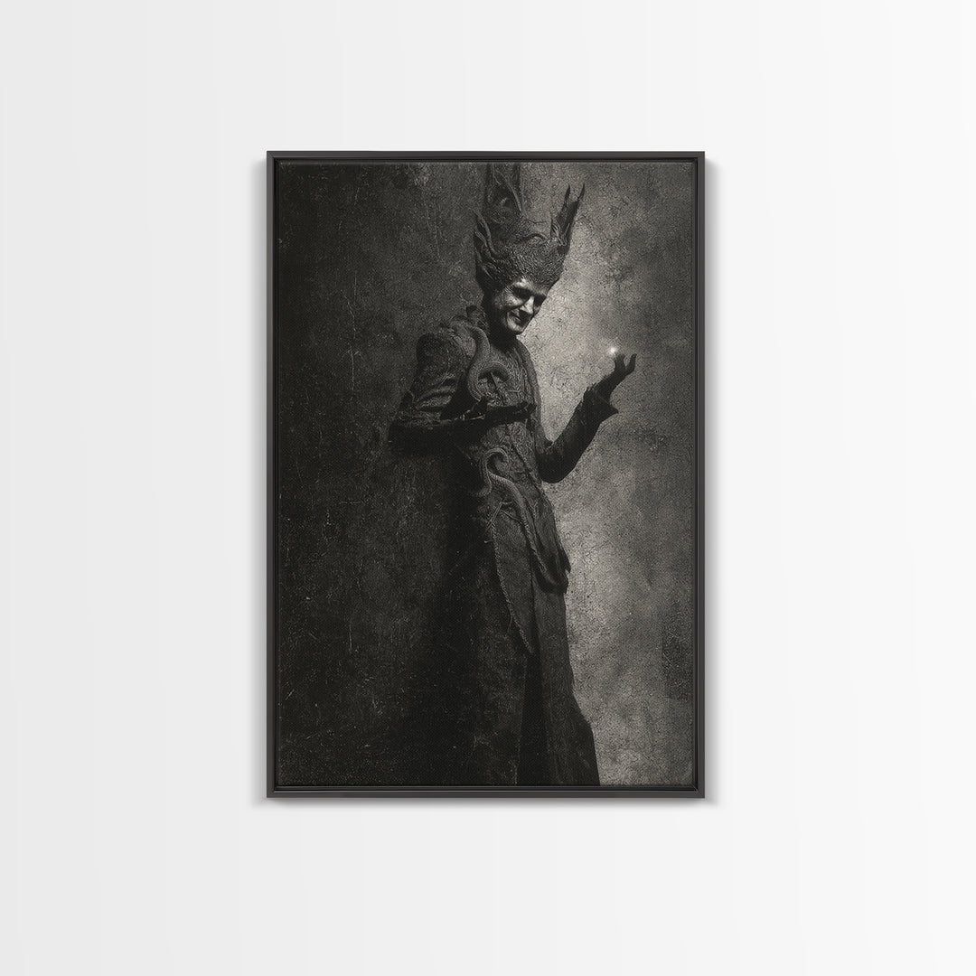 The Shadow Person, Dark Symbolist Art, Vertical Wall Art, Dark Halloween Decor, Canvas Print, Halloween Wall Art