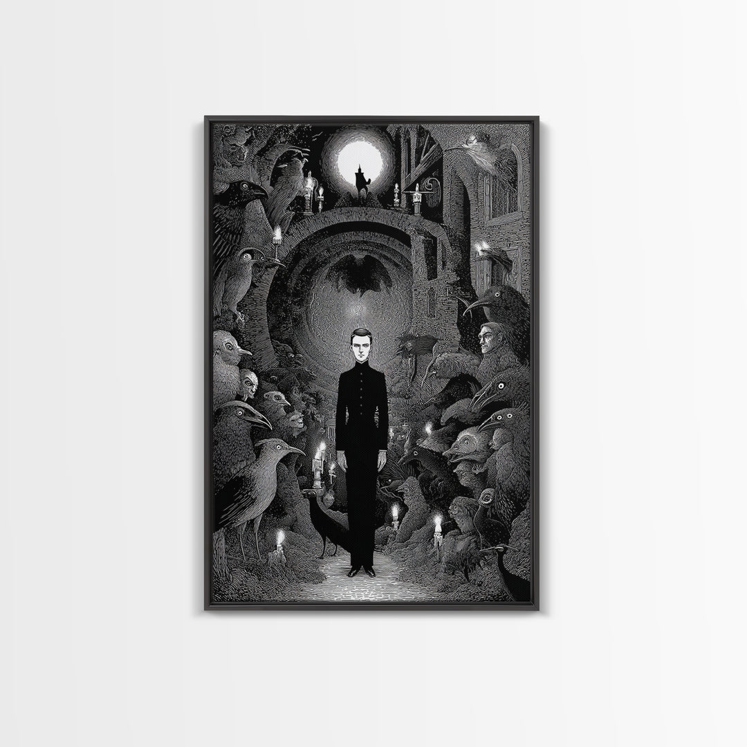 The Shadow Person, Victorian Macabre Art, Vertical Wall Art, Dark Fantasy Wall Art, Canvas Print, Halloween Wall Art