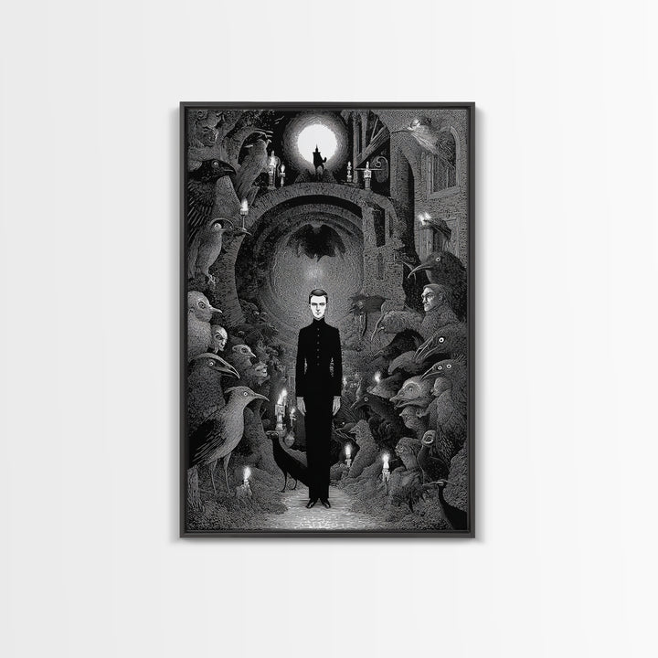 The Shadow Person, Victorian Macabre Art, Vertical Wall Art, Dark Fantasy Wall Art, Canvas Print, Halloween Wall Art