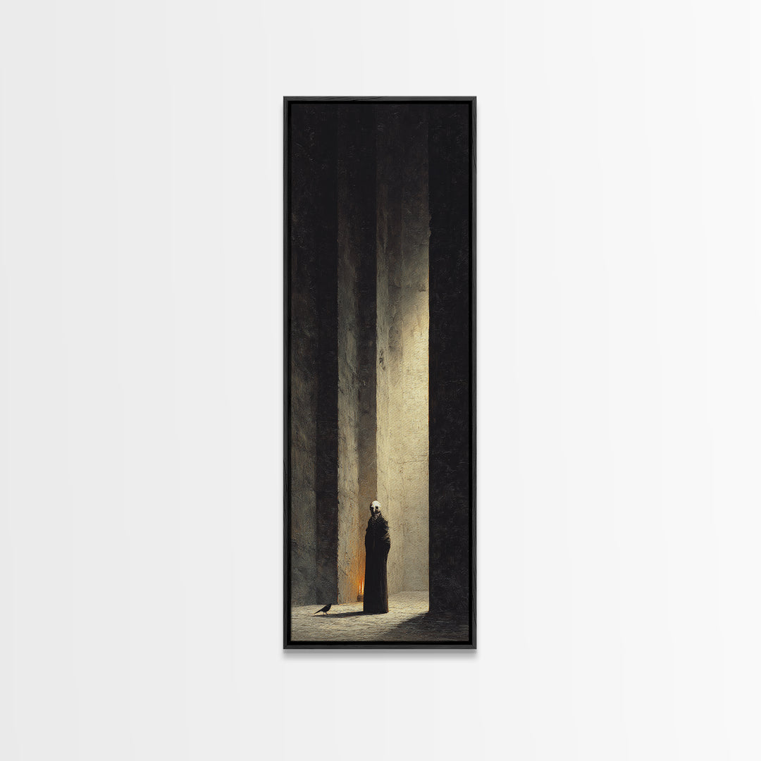 The Shadow Person, Surreal Apocalyptic Art, Tall Narrow Wall Art, Gothic Horror Wall Art, Framed Canvas Print, Halloween Wall Art