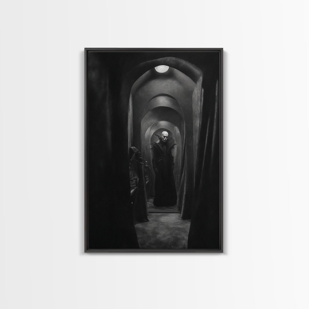 The Shadow Person, Biomechanical Horror Art, Vertical Wall Art, Dark Halloween Decor, Canvas Print, Halloween Wall Art, Seasonal Home Decor