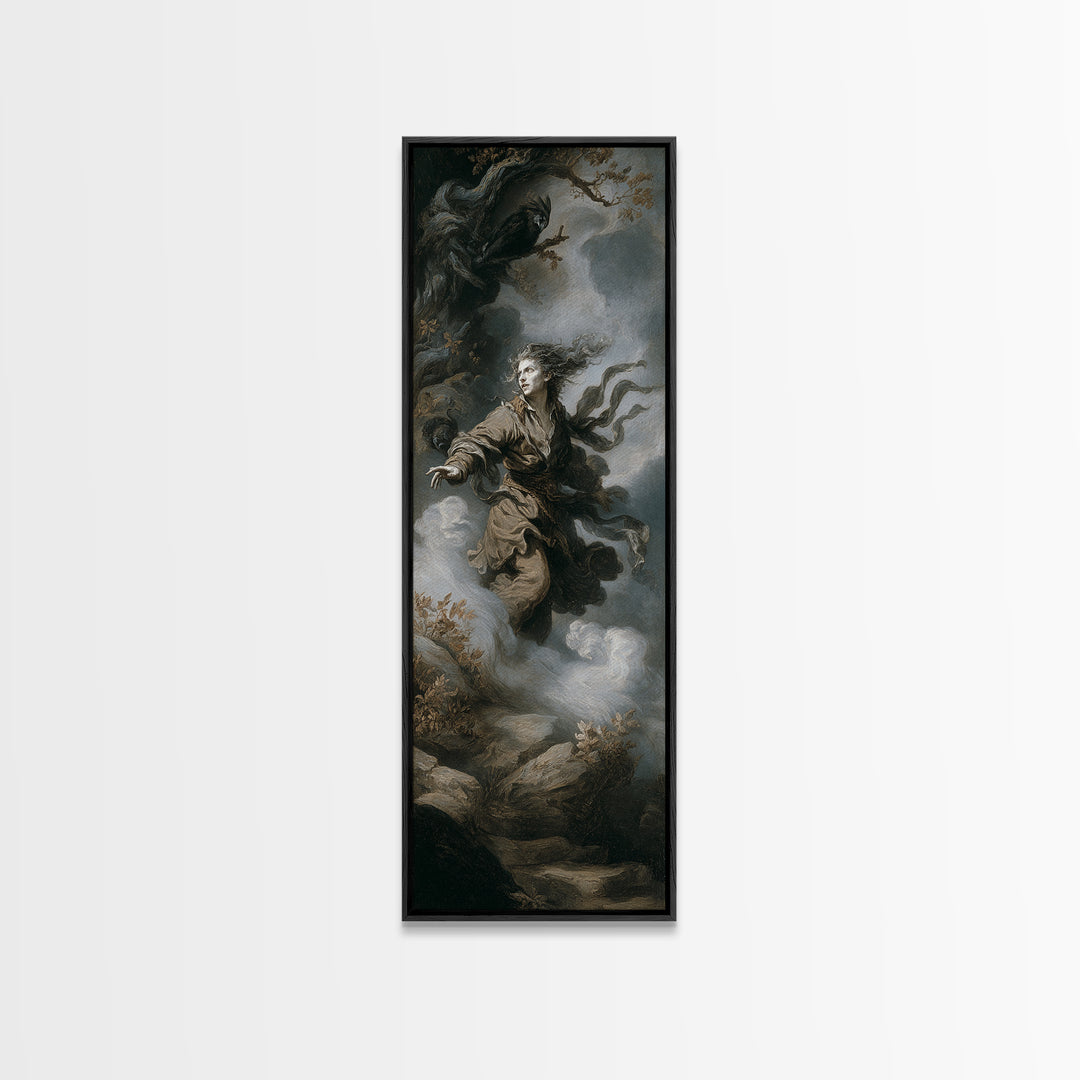 The Banshee Singer, Baroque Witchcraft Art, Tall Narrow Wall Art, Macabre Wall Art, Canvas Print, Halloween Wall Art, Halloween Decor