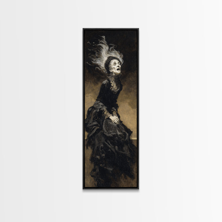 The Banshee Singer, Dark Romantic Horror Art, Tall Narrow Wall Art, Gothic Horror Wall Art, Framed Canvas Print, Halloween Wall Art