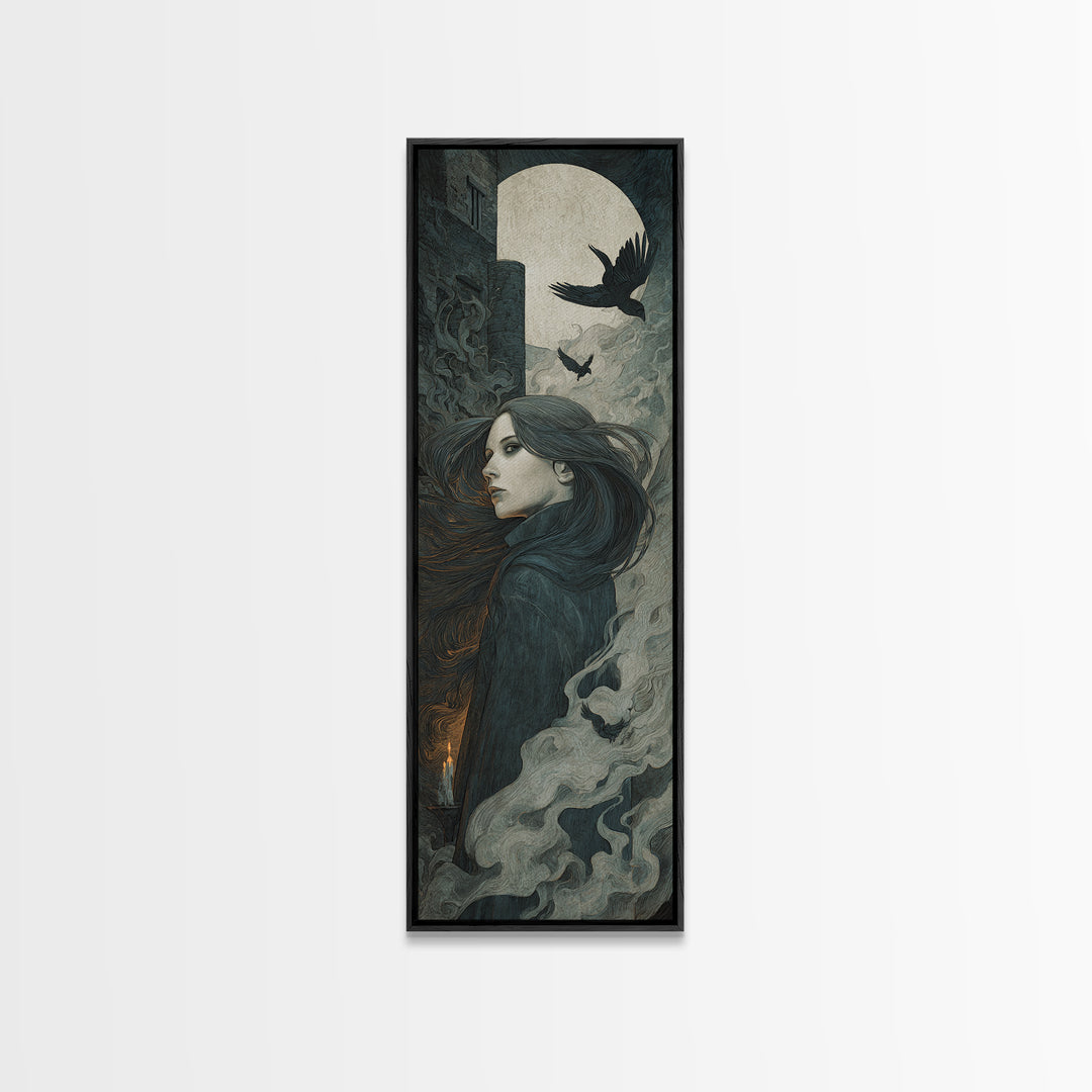 The Banshee Singer, Visionary Gothic Art, Tall Narrow Wall Art, Dark Fantasy Wall Art, Canvas Print, Halloween Wall Art