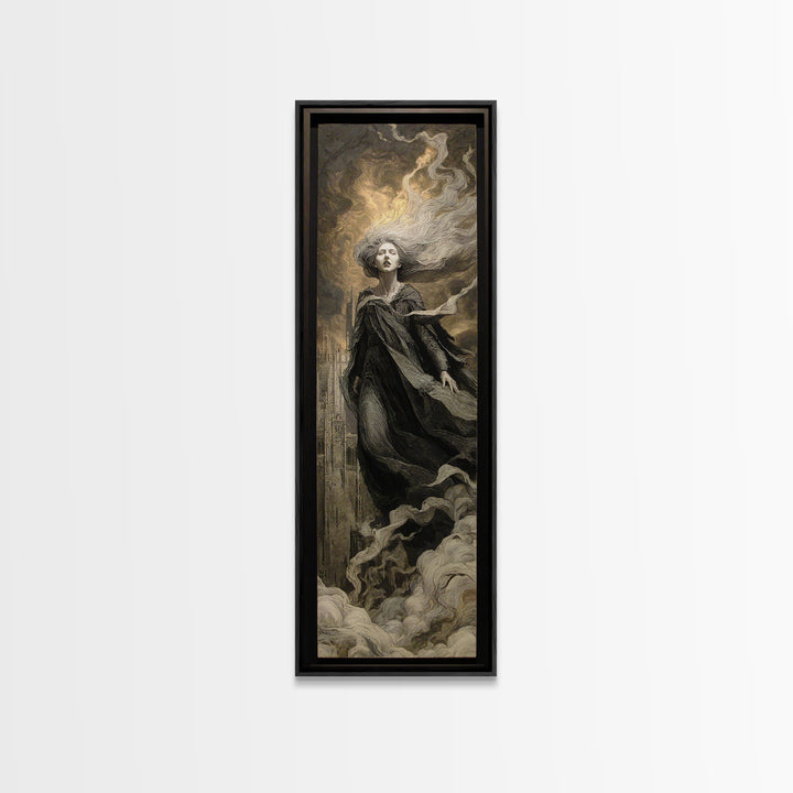 The Banshee Singer, Apocalyptic Romantic Art, Tall Narrow Wall Art, Dark Fantasy Wall Art, Canvas Print, Halloween Wall Art