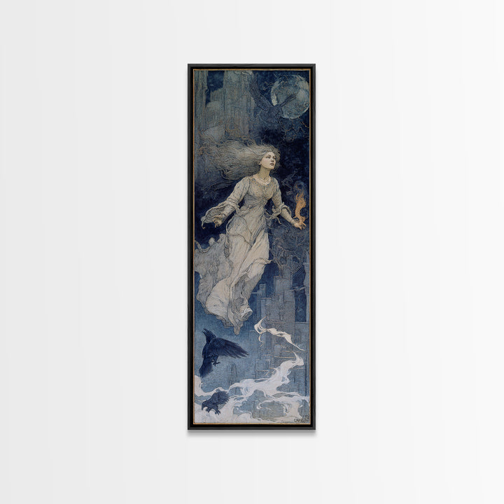 The Banshee Singer, Symbolist Death Art, Tall Narrow Wall Art, Gothic Horror Wall Art, Canvas Print, Halloween Wall Art