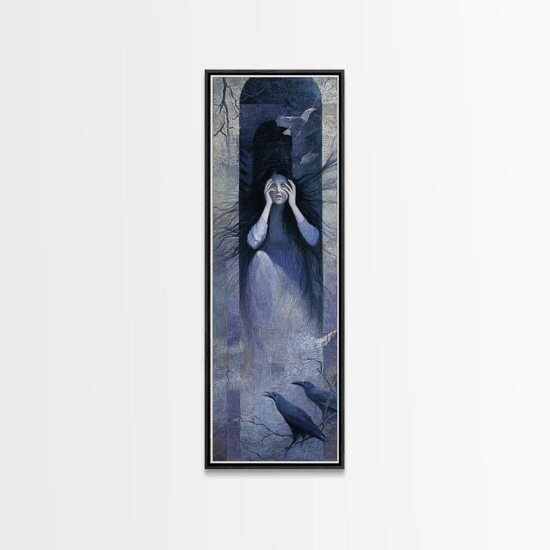 The Banshee Singer, Expressionist Gothic Art, Tall Narrow Wall Art, Gothic Horror Wall Art, Canvas Print, Halloween Wall Art