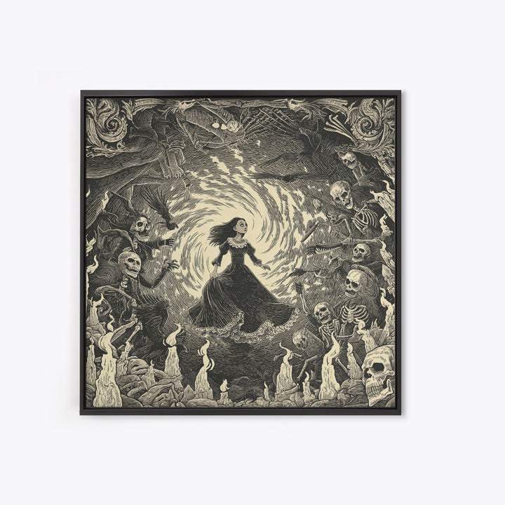 The Banshee Singer, Macabre Folk Print Art, Square Wall Art, Macabre Wall Art, Framed Canvas Print, Halloween Wall Art