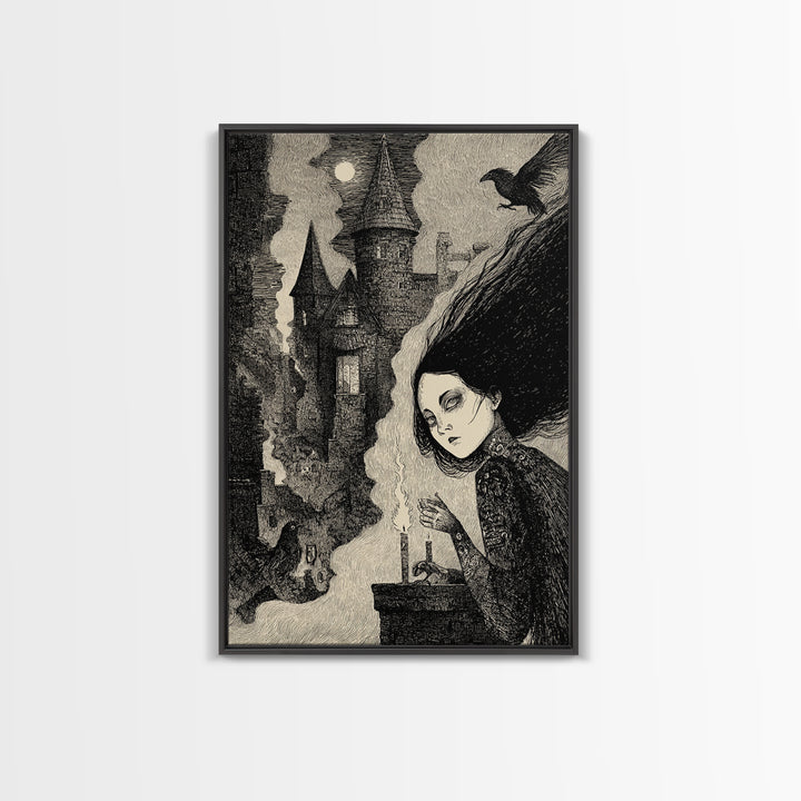 The Banshee Singer, Victorian Macabre Art, Vertical Wall Art, Dark Halloween Decor, Framed Canvas Print, Halloween Wall Art
