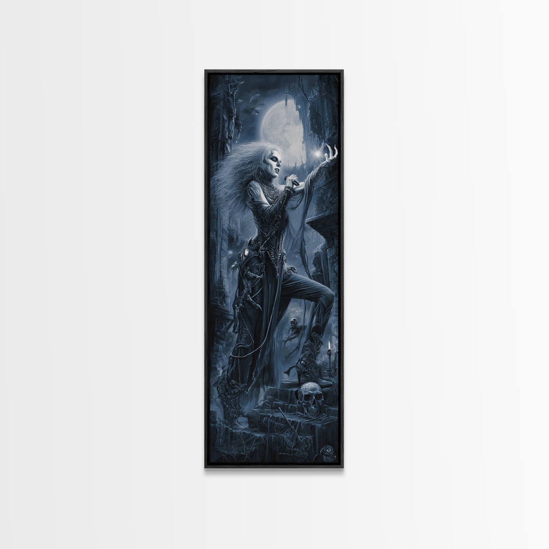 The Banshee Singer, Biomechanical Horror Art, Tall Narrow Wall Art, Macabre Wall Art, Canvas Print, Halloween Wall Art, Gothic Home Decor