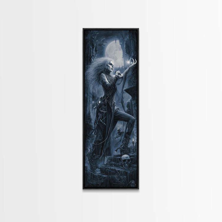 The Banshee Singer, Biomechanical Horror Art, Tall Narrow Wall Art, Macabre Wall Art, Canvas Print, Halloween Wall Art, Gothic Home Decor