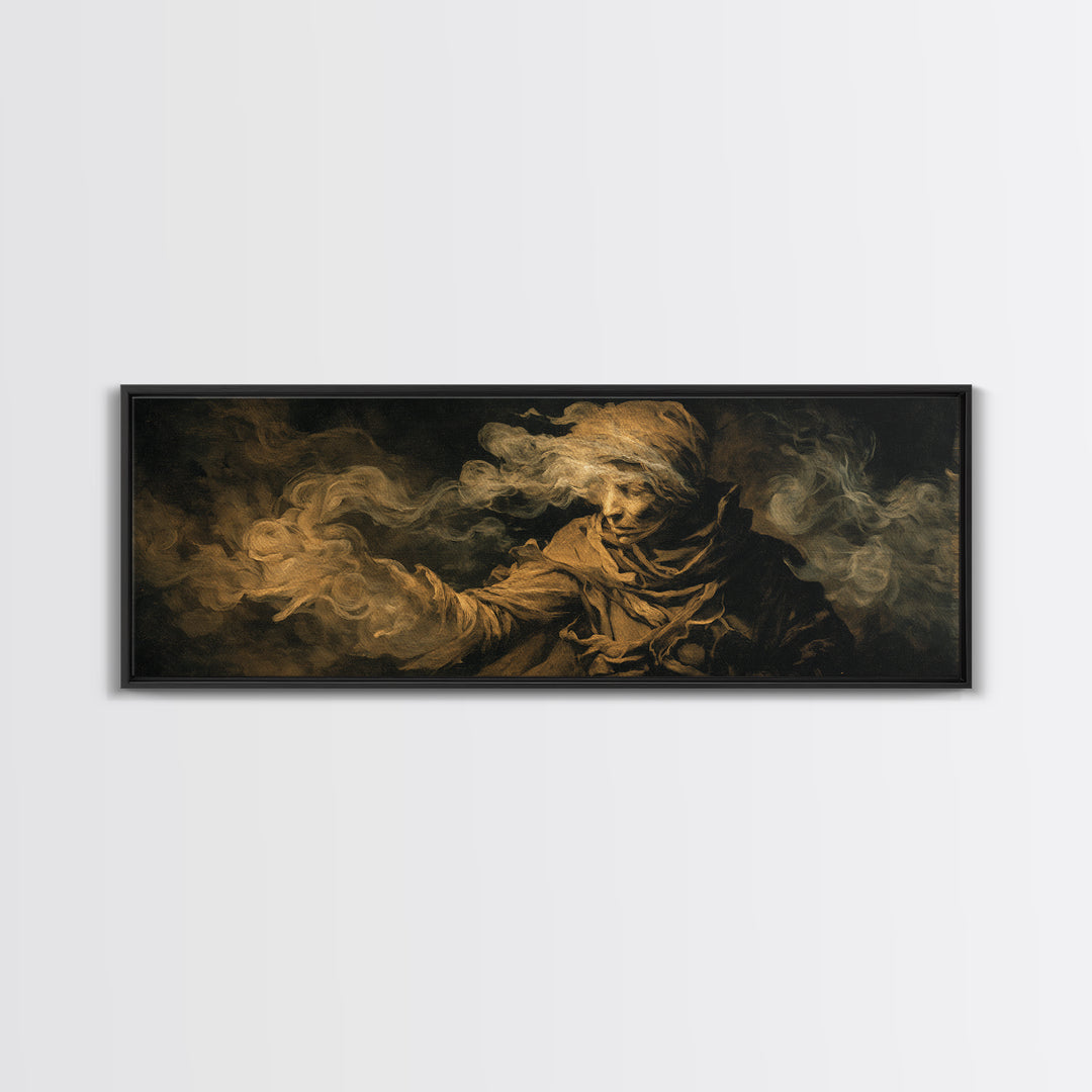 The Tattered Wraith, Dark Romantic Horror Art, Extra Wide Wall Art, Gothic Horror Wall Art, Canvas Print, Halloween Wall Art