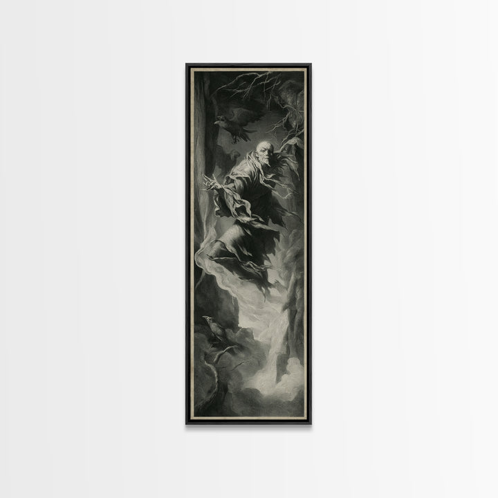 The Tattered Wraith, Gothic Nightmare Art, Tall Narrow Wall Art, Dark Halloween Decor, Framed Canvas Print, Halloween Wall Art