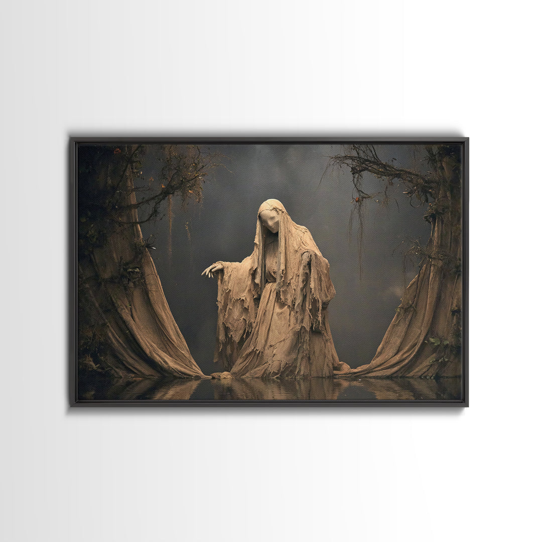 The Tattered Wraith, Symbolist Gothic Landscape, Landscape Wall Art, Dark Halloween Decor, Canvas Print, Halloween Wall Art