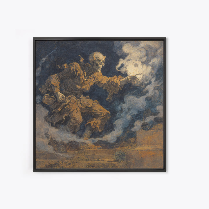 The Tattered Wraith, Grotesque Carnival Art, Square Wall Art, Dark Fantasy Wall Art, Framed Canvas Print, Halloween Wall Art